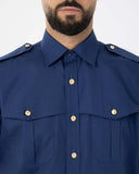 Camicia blu con spalline mod. PS e bottoni oro per vigilanza – foto 4