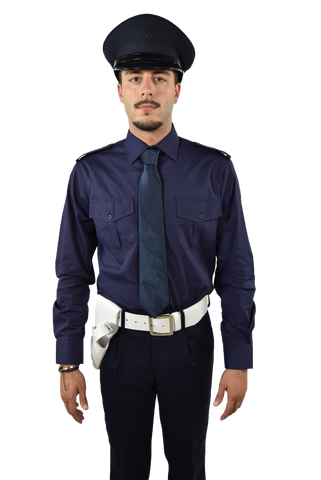 Camicia militare per vigilanza a manica lunga blu - Carema